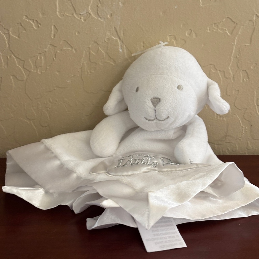 Lamb Lovey White Stuffed Animal Plush Infant Baby Tender Kisses Bless Our Little
